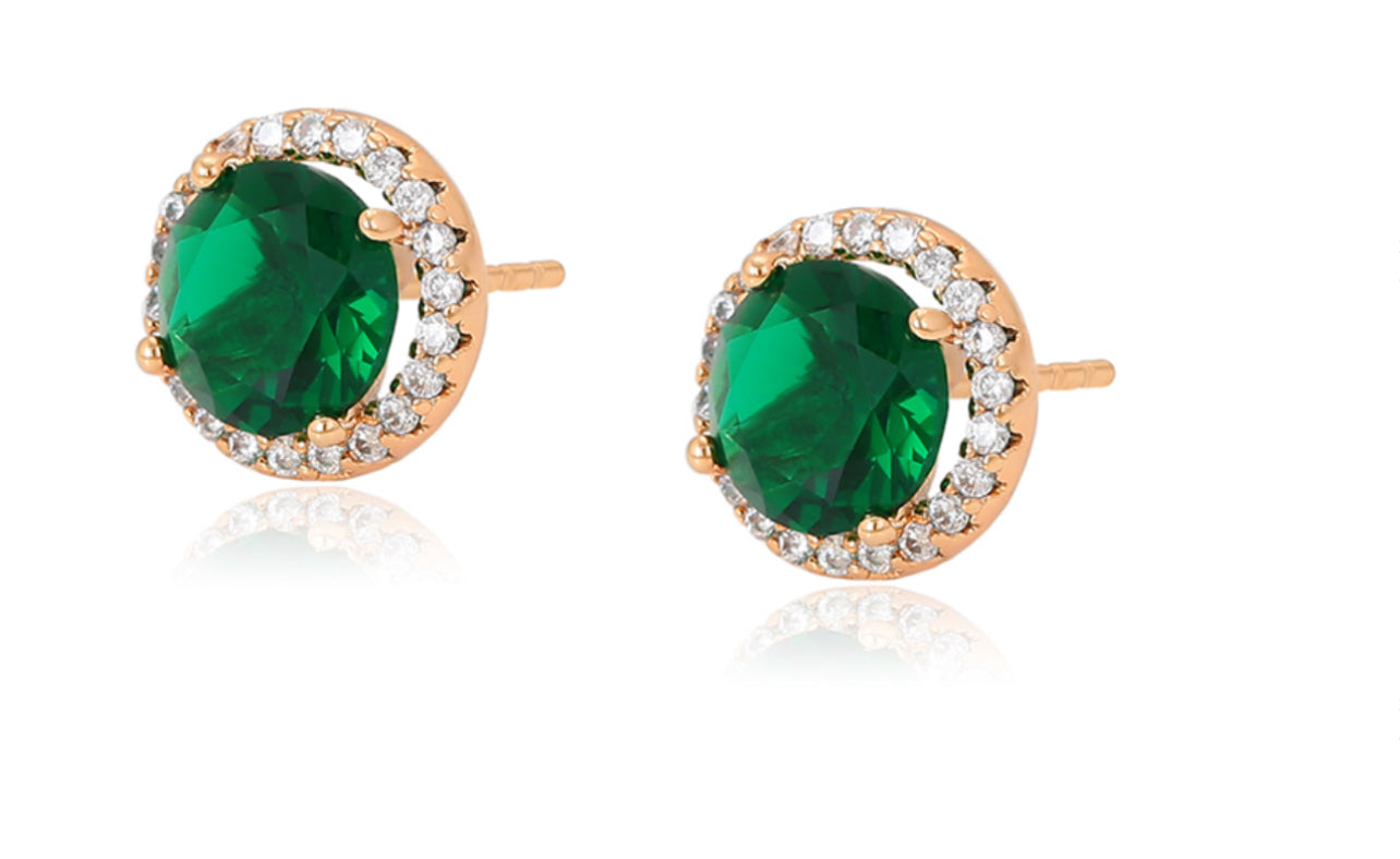 Green Gemstone Stud Earrings