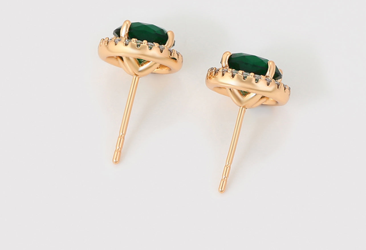 Green Gemstone Stud Earrings