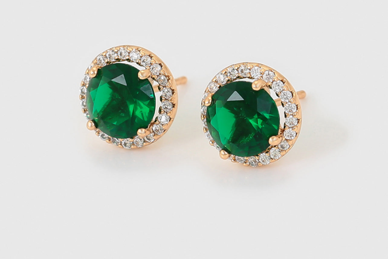 Green Gemstone Stud Earrings