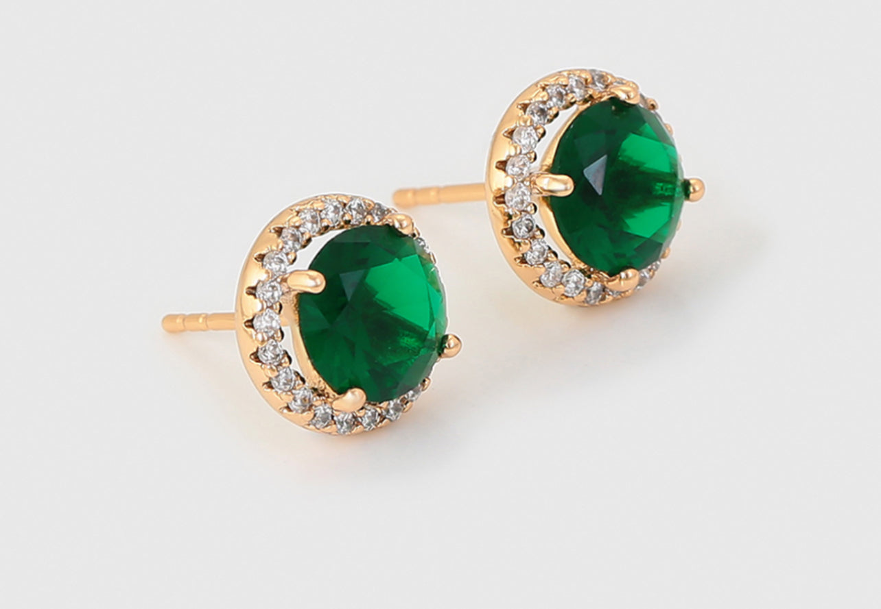 Green Gemstone Stud Earrings