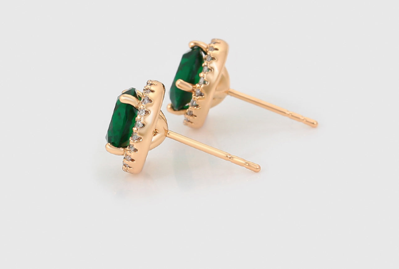 Green Gemstone Stud Earrings