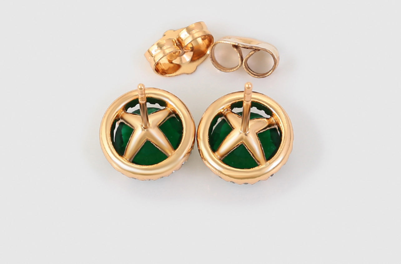 Green Gemstone Stud Earrings