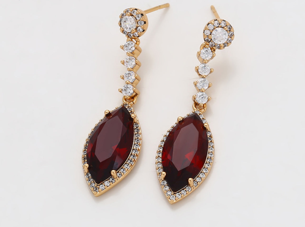 Red Marquise Gemstones Earrings