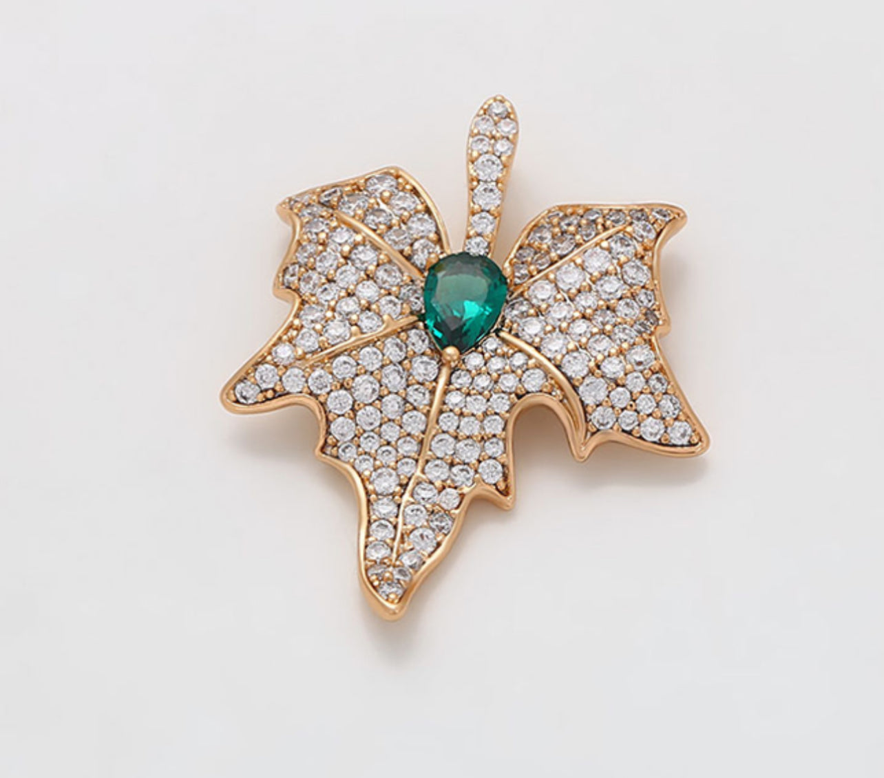 Green Gemstone Leaf Pendant